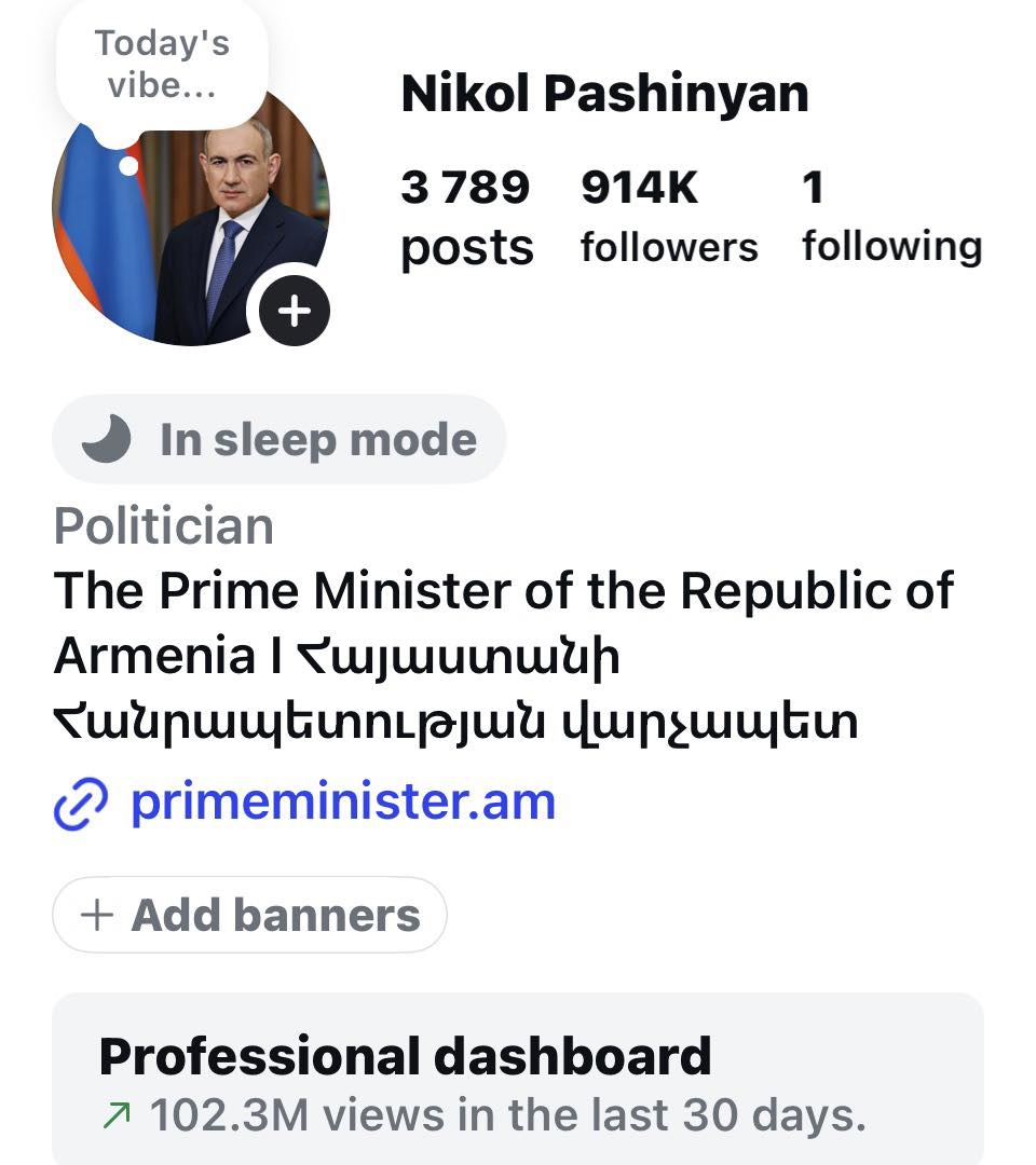 «Ինստագրամի» իմ էջը առաջին անգամ հատեց 30 օրում 100 միլիոն դիտման սահմանը. Փաշինյան